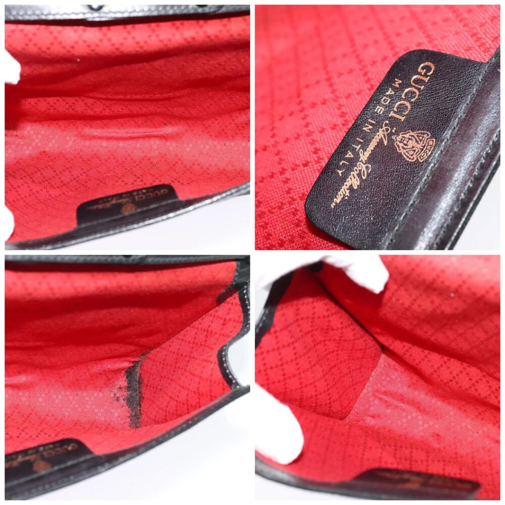 GUCCI GG Canvas Web Sherry Line Shoulder Bag Black Gold - Picture 14 of 15